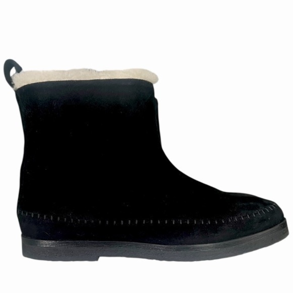 Jenni Kayne Black Suede Shearling Moccasin Boots Made in Italy Size 38